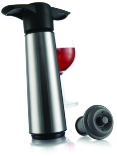 Nerezová vakuová pumpa s 2 uzávěry + 2 nálevky crystal Vacuvin