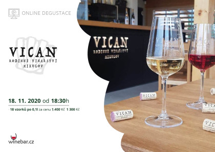 Online degustace VICAN rodinné vinařství Mikulov 18 vzorků x 0,1l